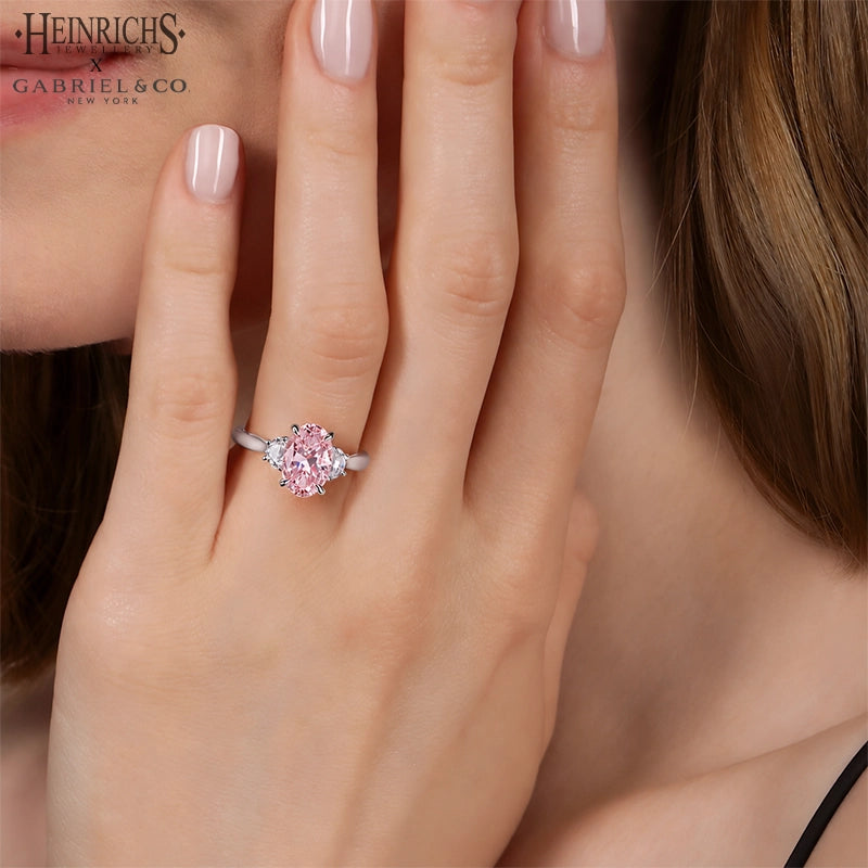 1.25ctr-2.50ctr Oval Cut Lab Grown Pink Rosé Diamond Ring