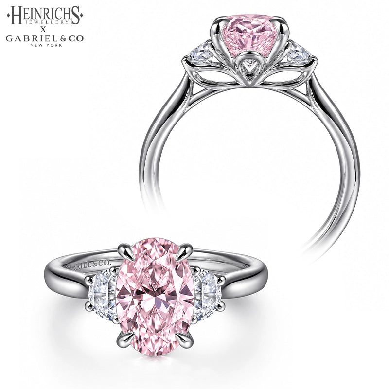 1.25ctr-2.50ctr Oval Cut Lab Grown Pink Rosé Diamond Ring
