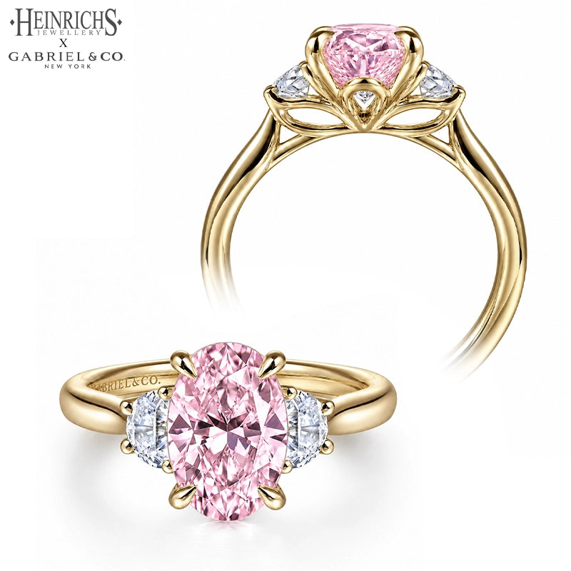 1.25ctr-2.50ctr Oval Cut Lab Grown Pink Rosé Diamond Ring