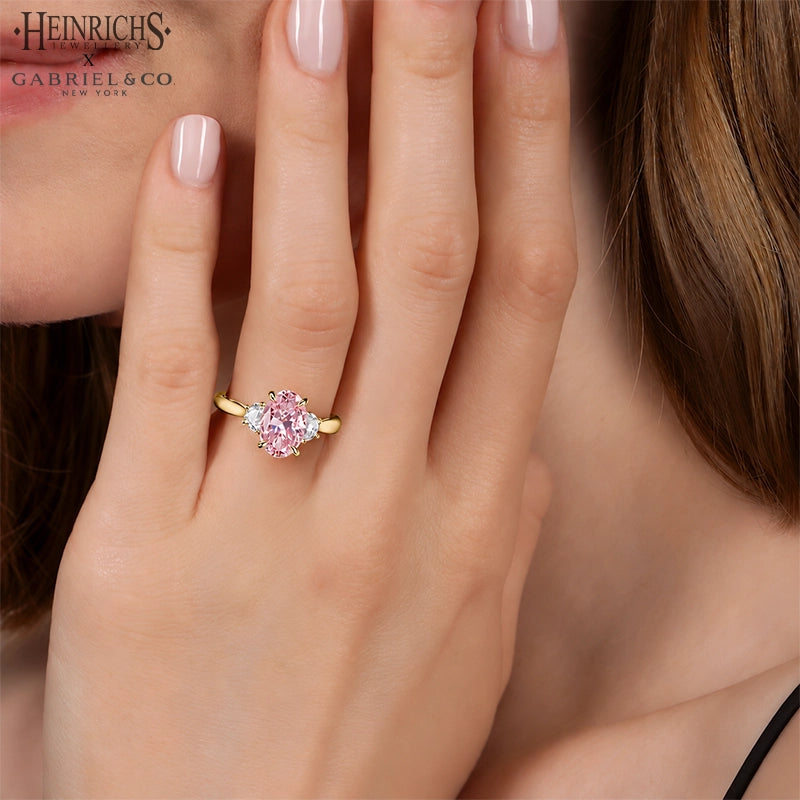1.25ctr-2.50ctr Oval Cut Lab Grown Pink Rosé Diamond Ring