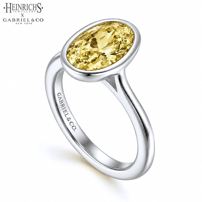 1.25ctr-2.50ctr Oval Cut Lab Grown Canary Yellow Diamond Ring