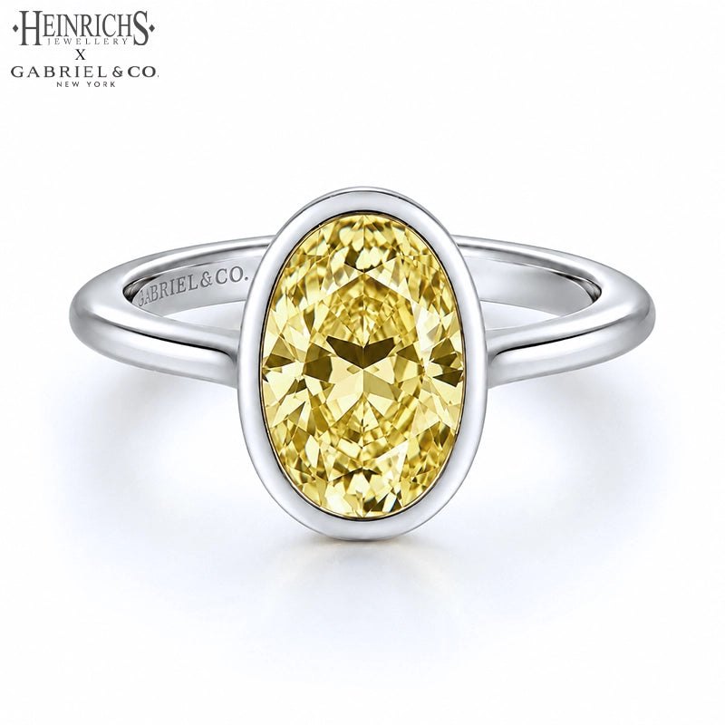 1.25ctr-2.50ctr Oval Cut Lab Grown Canary Yellow Diamond Ring