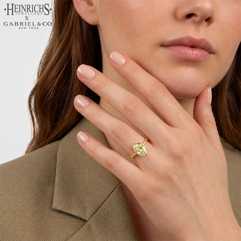 1.25ctr-2.50ctr Oval Cut Lab Grown Canary Yellow Diamond Ring