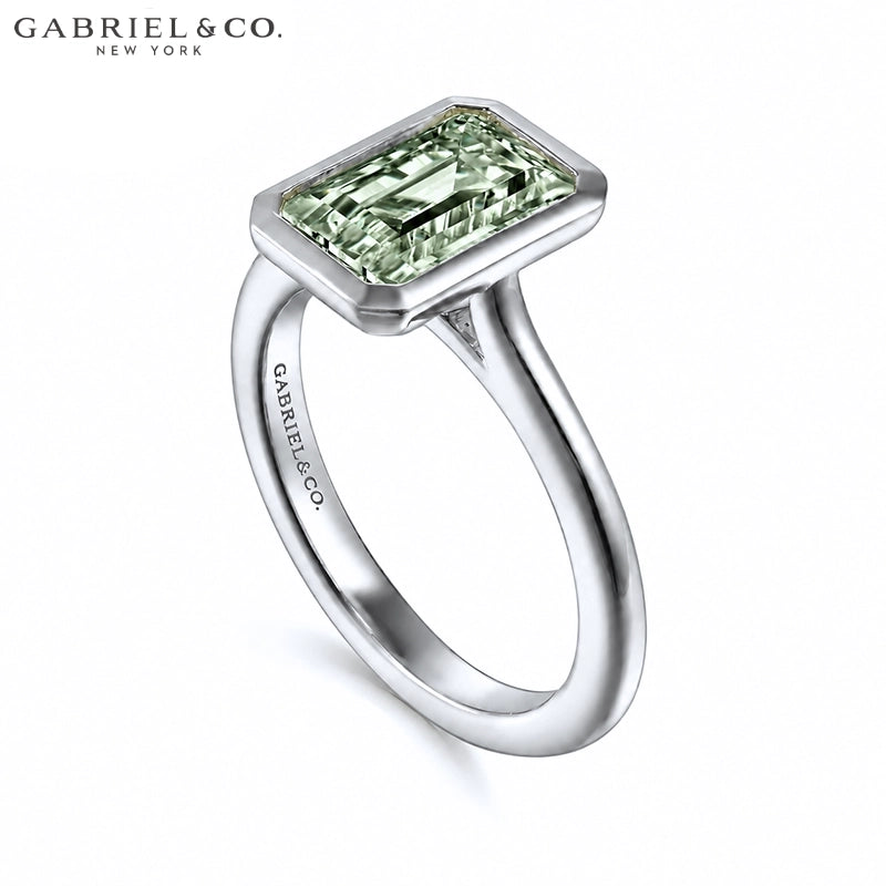 1.25ctr-2.50ctr Emerald Cut Lab Grown Sage Green Diamond Ring
