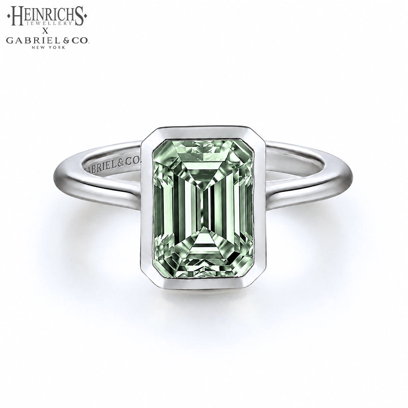 1.25ctr-2.50ctr Emerald Cut Lab Grown Sage Green Diamond Ring