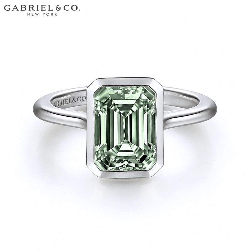 1.25ctr-2.50ctr Emerald Cut Lab Grown Sage Green Diamond Ring