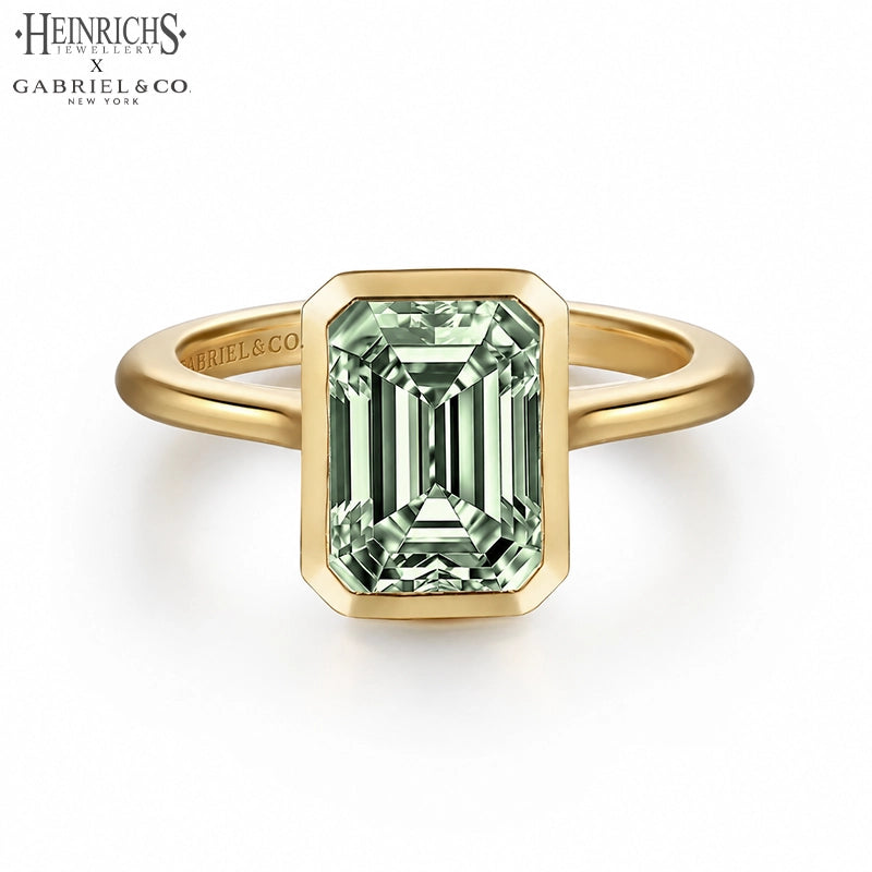 1.25ctr-2.50ctr Emerald Cut Lab Grown Sage Green Diamond Ring