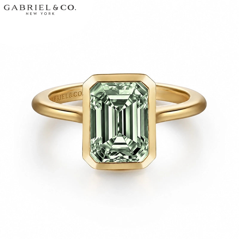 1.25ctr-2.50ctr Emerald Cut Lab Grown Sage Green Diamond Ring