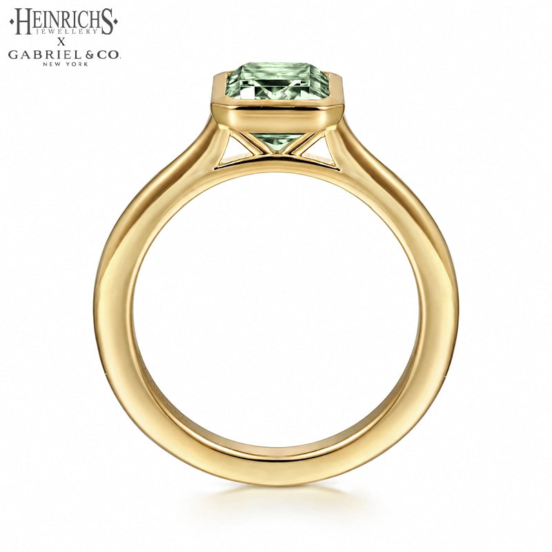 1.25ctr-2.50ctr Emerald Cut Lab Grown Sage Green Diamond Ring