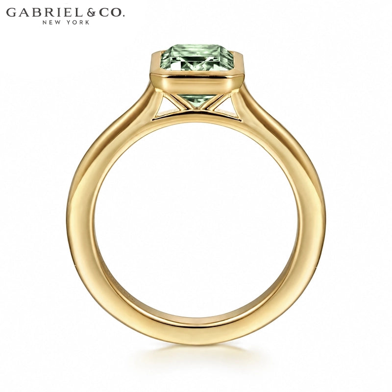 1.25ctr-2.50ctr Emerald Cut Lab Grown Sage Green Diamond Ring