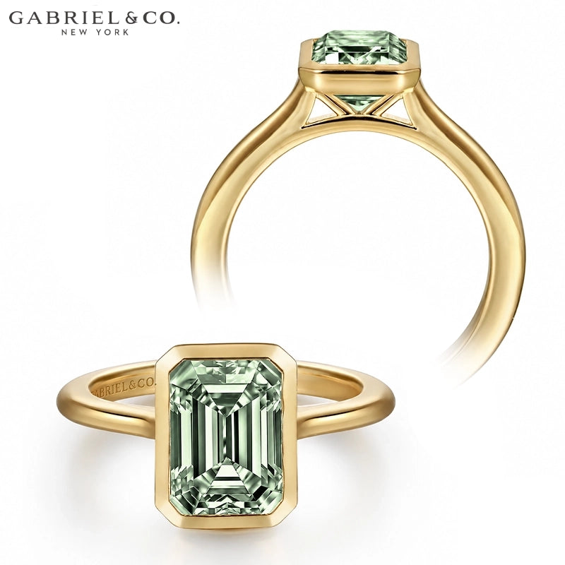 1.25ctr-2.50ctr Emerald Cut Lab Grown Sage Green Diamond Ring
