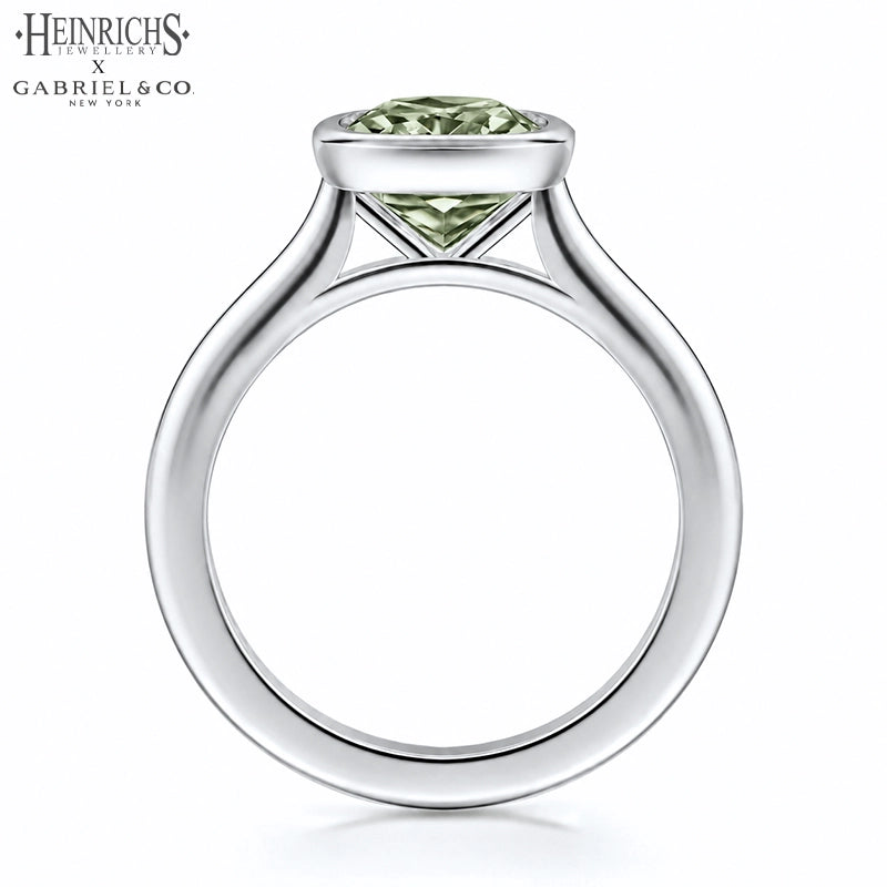 1.25ctr-2.50ctr Elongated Cushion Cut Lab Grown Green Diamond Ring