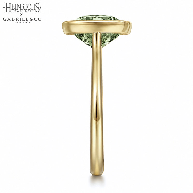 1.25ctr-2.50ctr Elongated Cushion Cut Lab Grown Green Diamond Ring