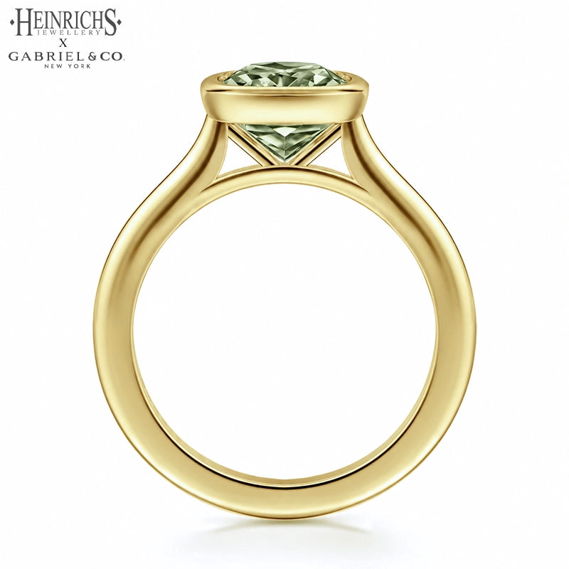 1.25ctr-2.50ctr Elongated Cushion Cut Lab Grown Green Diamond Ring