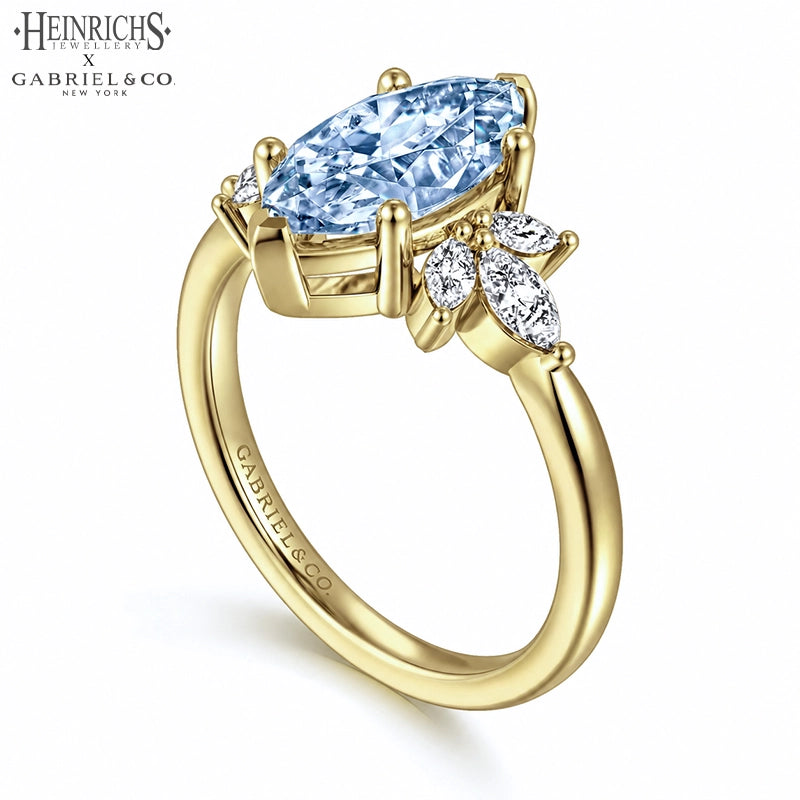 1.25ctr-2.50ctr Marquise Cut Lab Grown Blue Diamond Ring