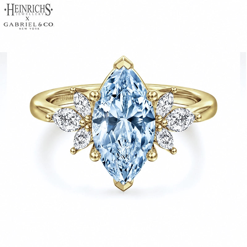 1.25ctr-2.50ctr Marquise Cut Lab Grown Blue Diamond Ring