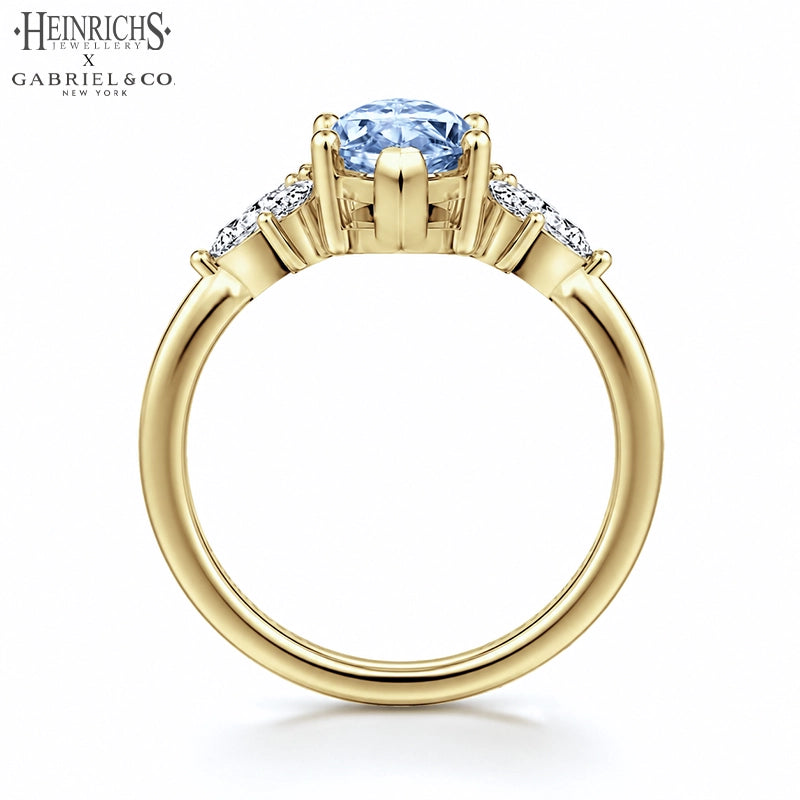 1.25ctr-2.50ctr Marquise Cut Lab Grown Blue Diamond Ring