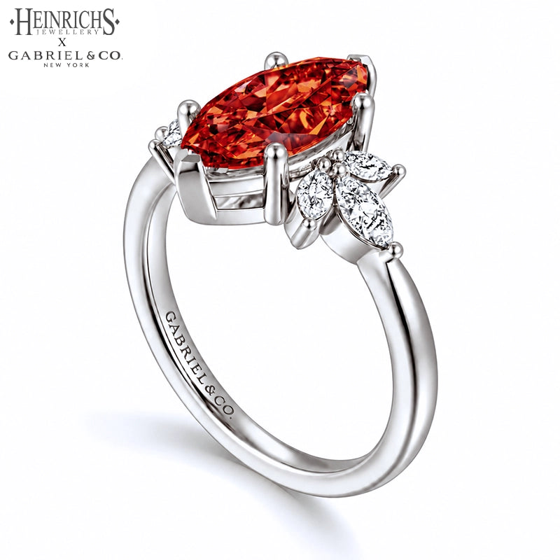 1.25ctr-2.50ctr Marquise Cut Lab Grown Venetian Red Diamond Ring