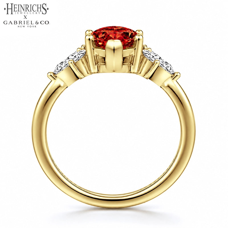 1.25ctr-2.50ctr Marquise Cut Lab Grown Venetian Red Diamond Ring