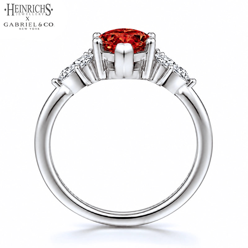 1.25ctr-2.50ctr Marquise Cut Lab Grown Venetian Red Diamond Ring