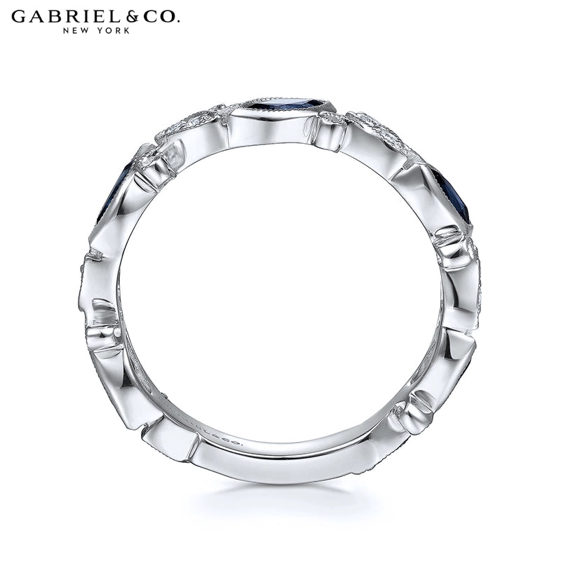 Genuine Sapphire & Diamond Vintage Milgrain Ring