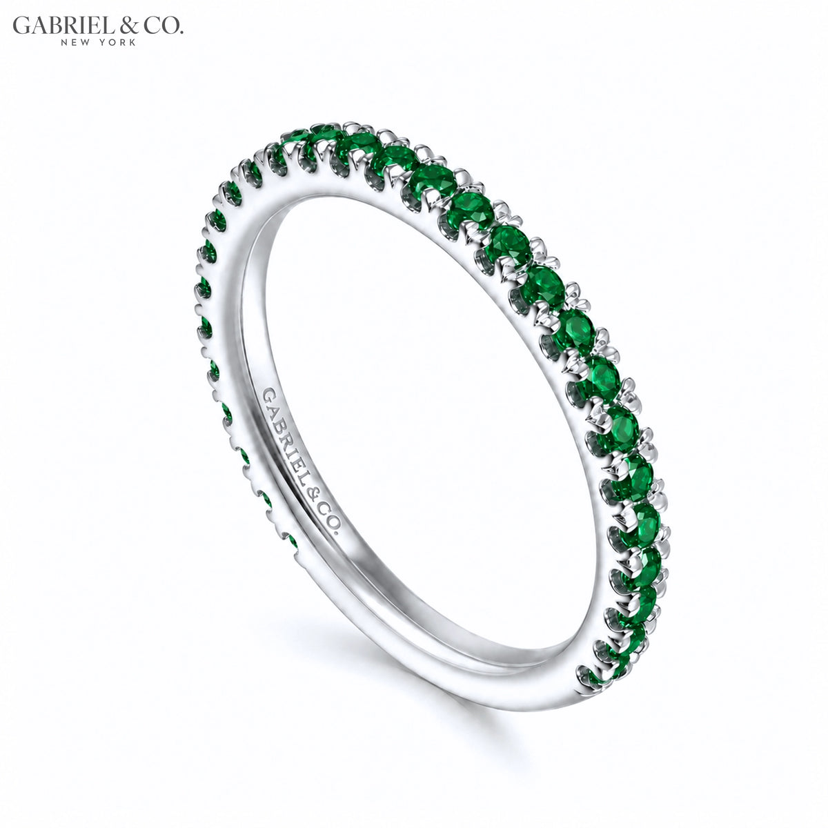 Genuine Emerald French U-Pavé Ring 1.9mm