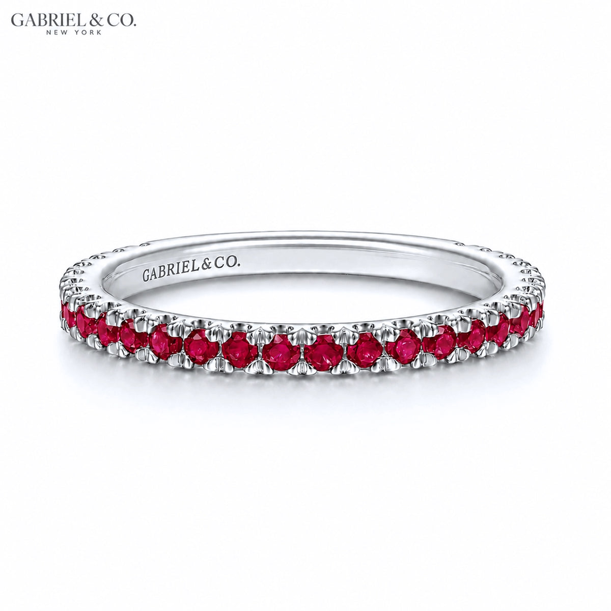 Genuine Ruby French U-Pavé Stackable Ring