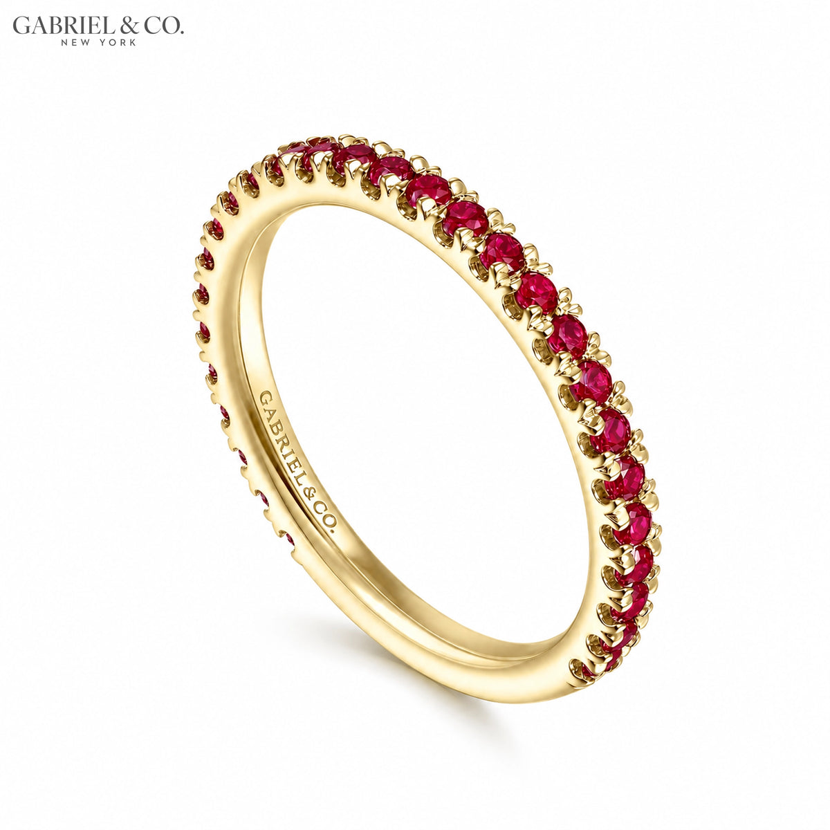 Genuine Ruby French U-Pavé Stackable Ring