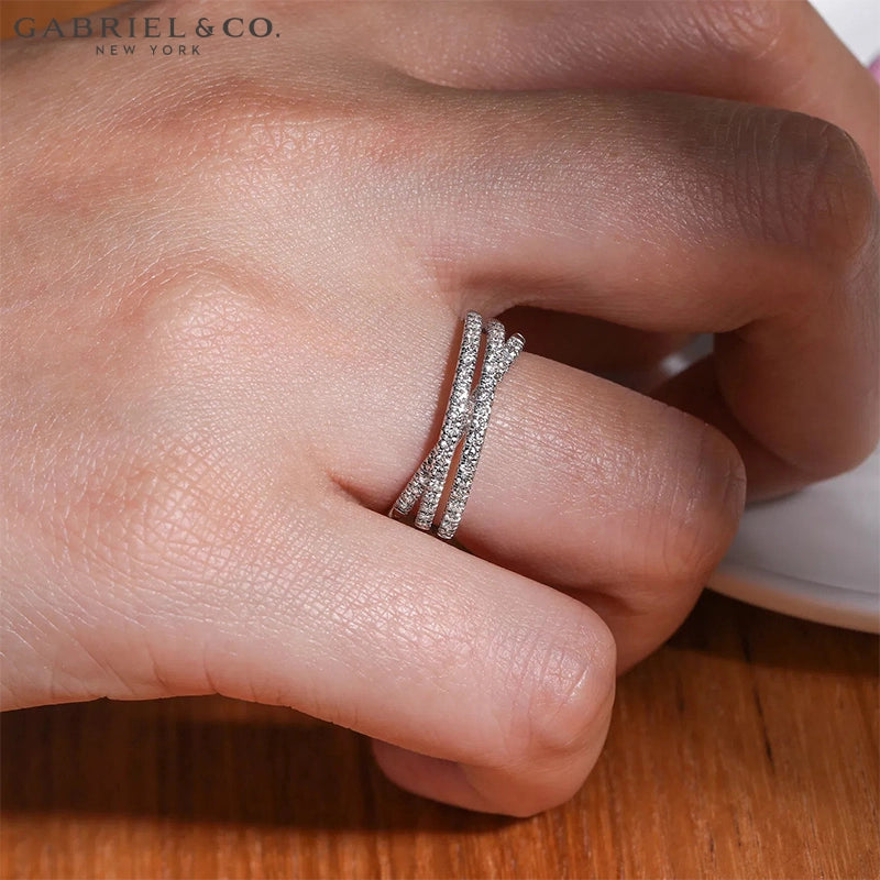 Natural Diamond Criss Cross Ring 6.5mm