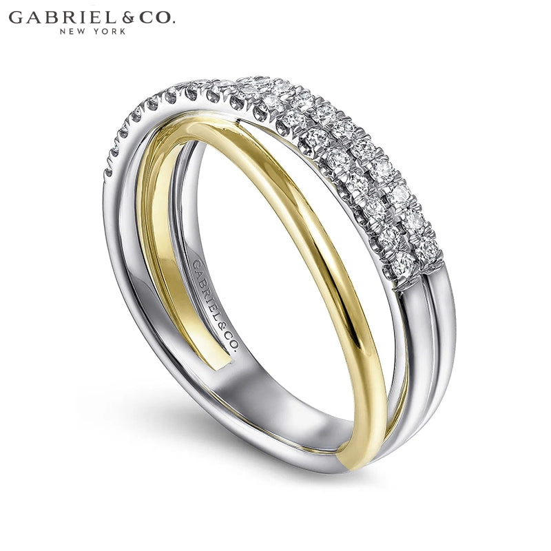 14kt 0.30cts Natural Diamond Criss Cross Ring