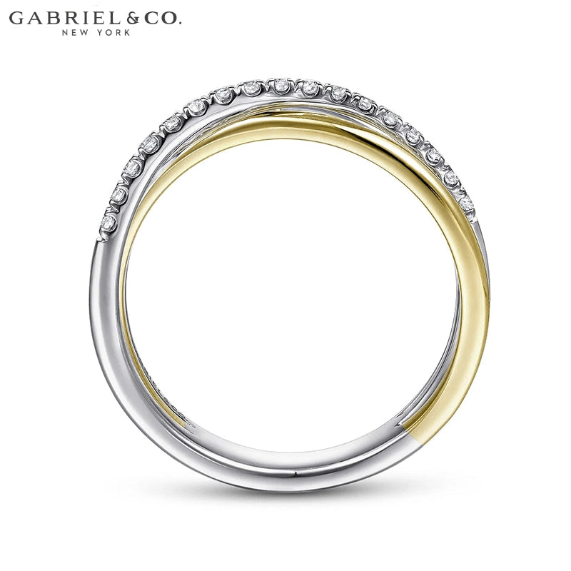 14kt 0.30cts Natural Diamond Criss Cross Ring