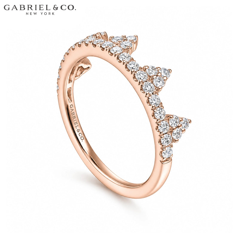 0.45ctw Natural Diamond French Pavé Crown Ring 5.0mm
