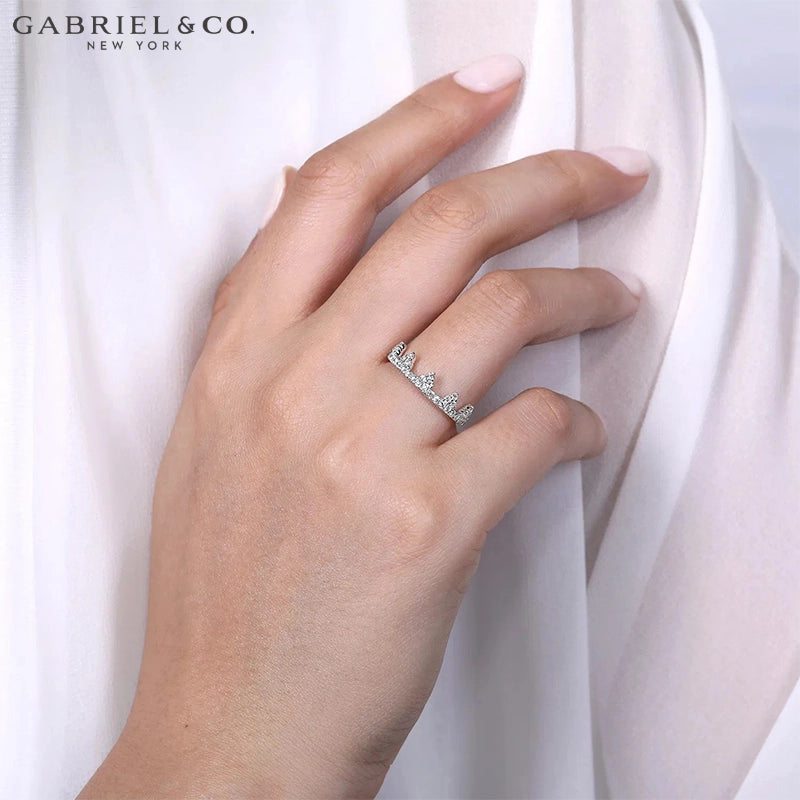 0.45ctw Natural Diamond French Pavé Crown Ring 5.0mm