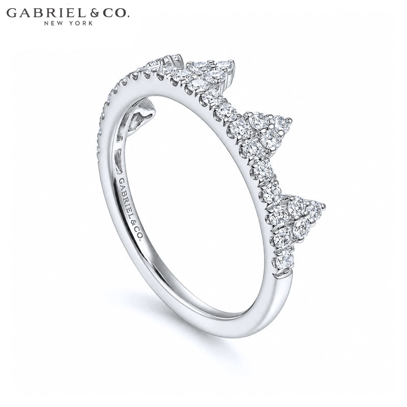 0.45ctw Natural Diamond French Pavé Crown Ring 5.0mm