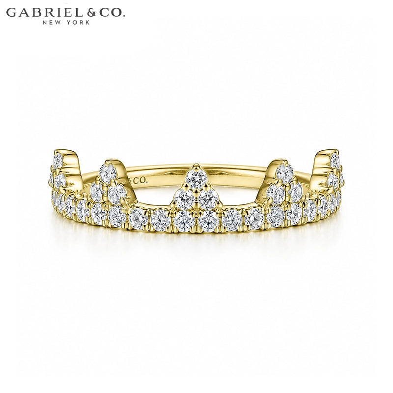 0.45ctw Natural Diamond French Pavé Crown Ring 5.0mm