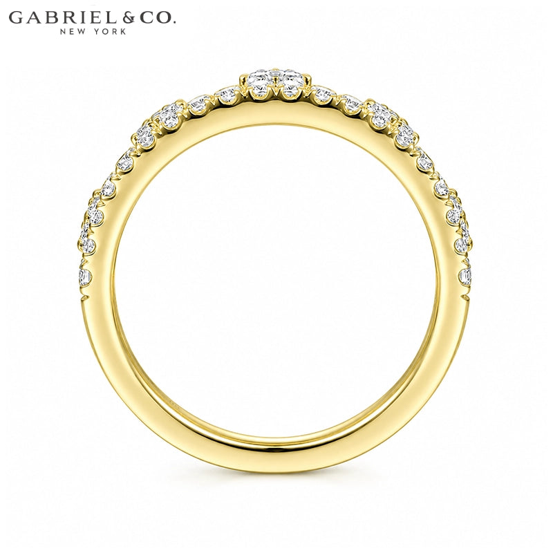 0.45ctw Natural Diamond French Pavé Crown Ring 5.0mm