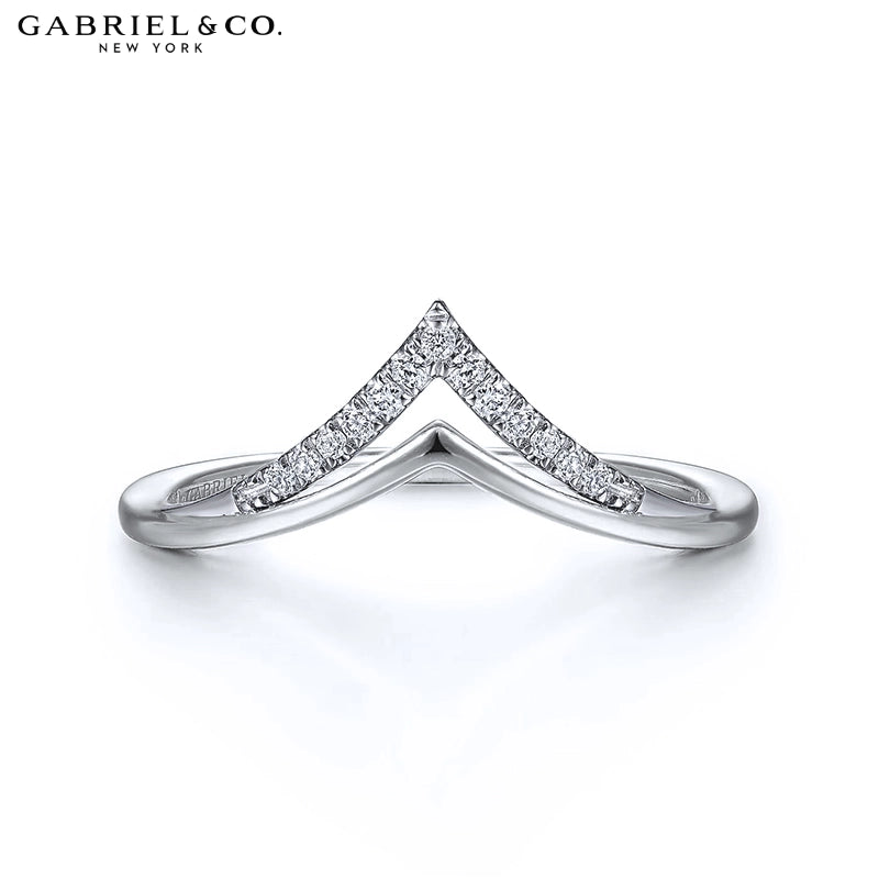 Natural Diamond French Pavé Chevron Ring