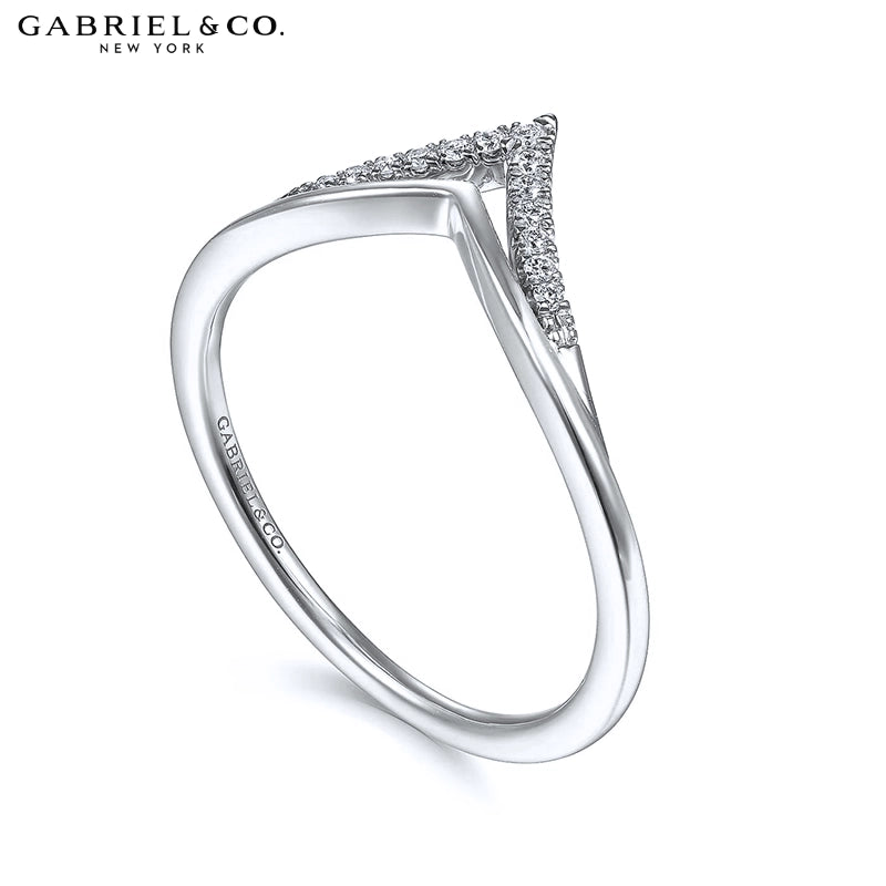 Natural Diamond French Pavé Chevron Ring