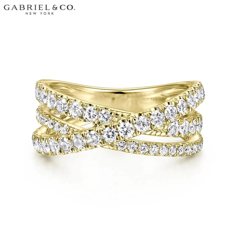 14kt 1.03cts Natural Diamond Criss Cross Ring
