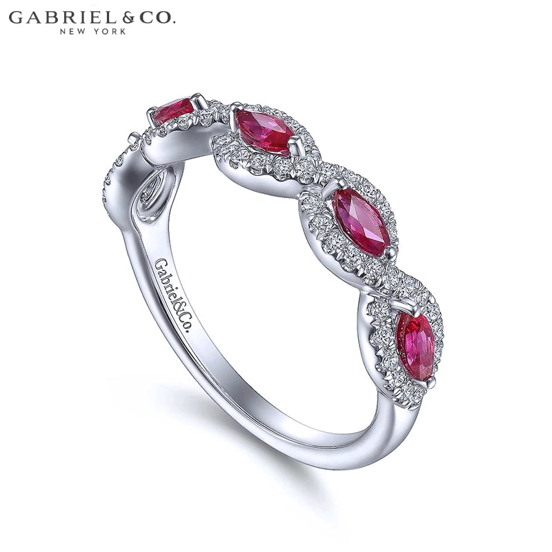 14kt Genuine Ruby & Diamond Halo Twist Ring