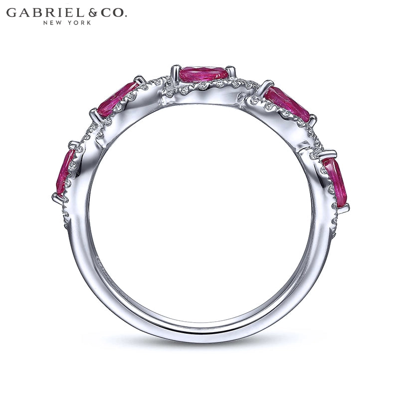 14kt Genuine Ruby & Diamond Halo Twist Ring