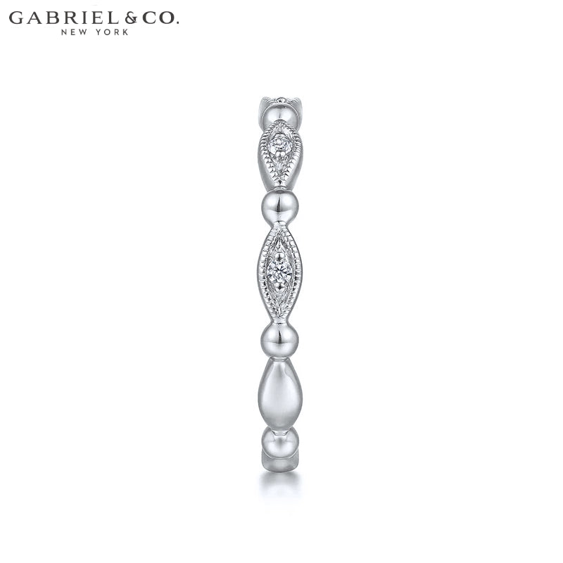 0.05ctw Natural Diamond Vintage Milgrain Ring 2.3mm