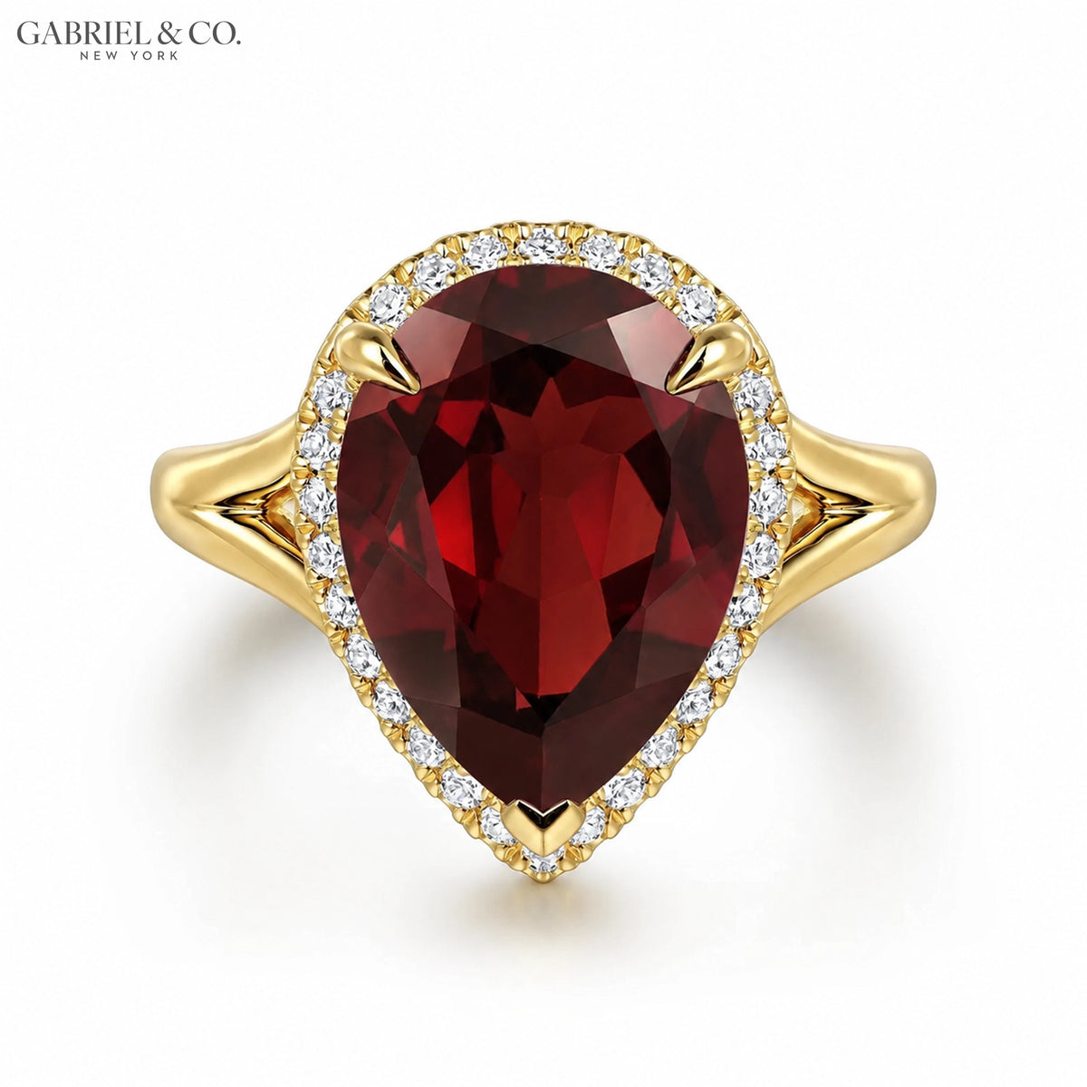 Genuine Garnet & Diamond Halo Ring