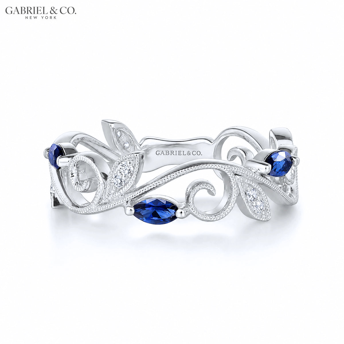 Genuine Sapphire & Diamond Vintage Milgrain Ring