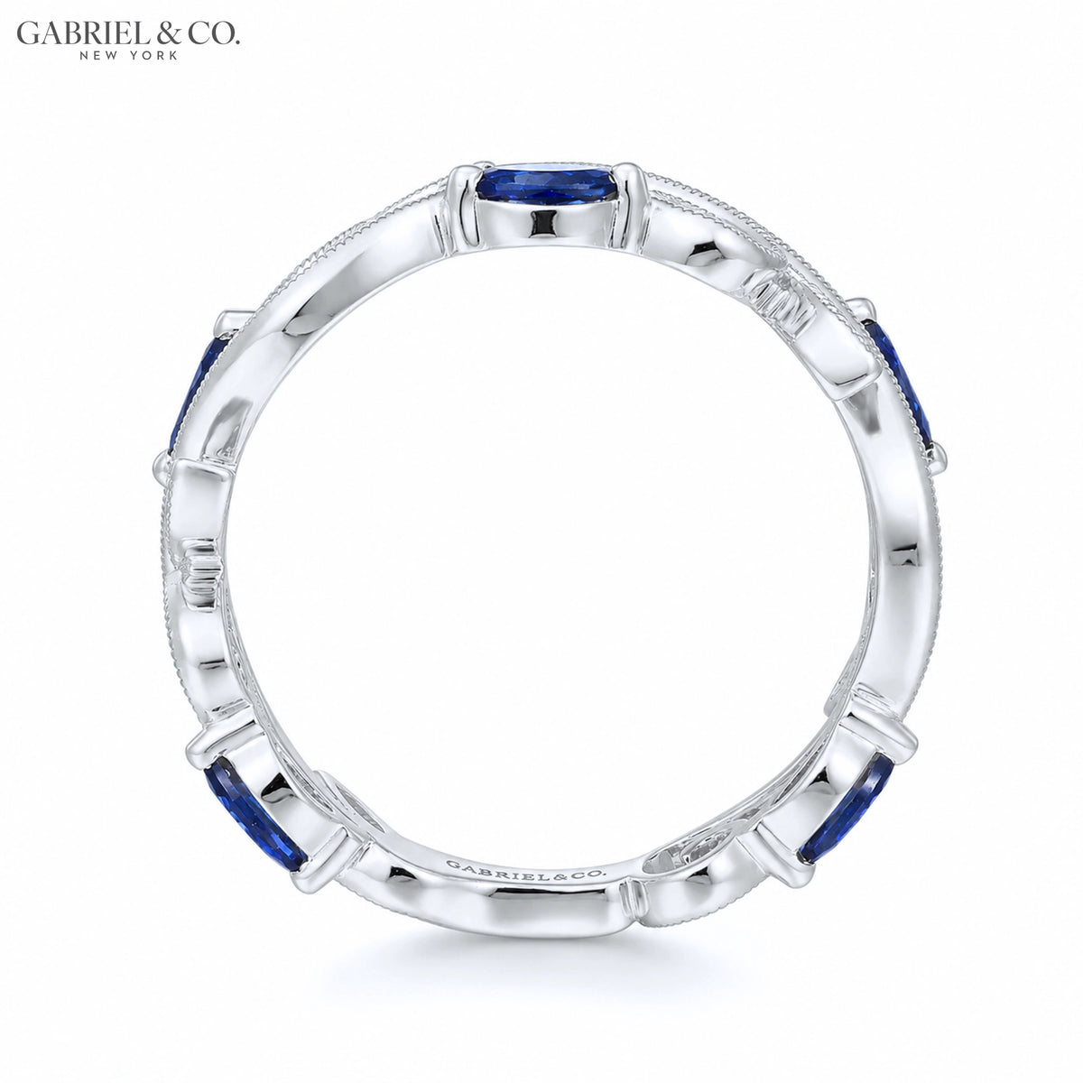 14kt Genuine Sapphire & Diamond Vintage Milgrain Ring
