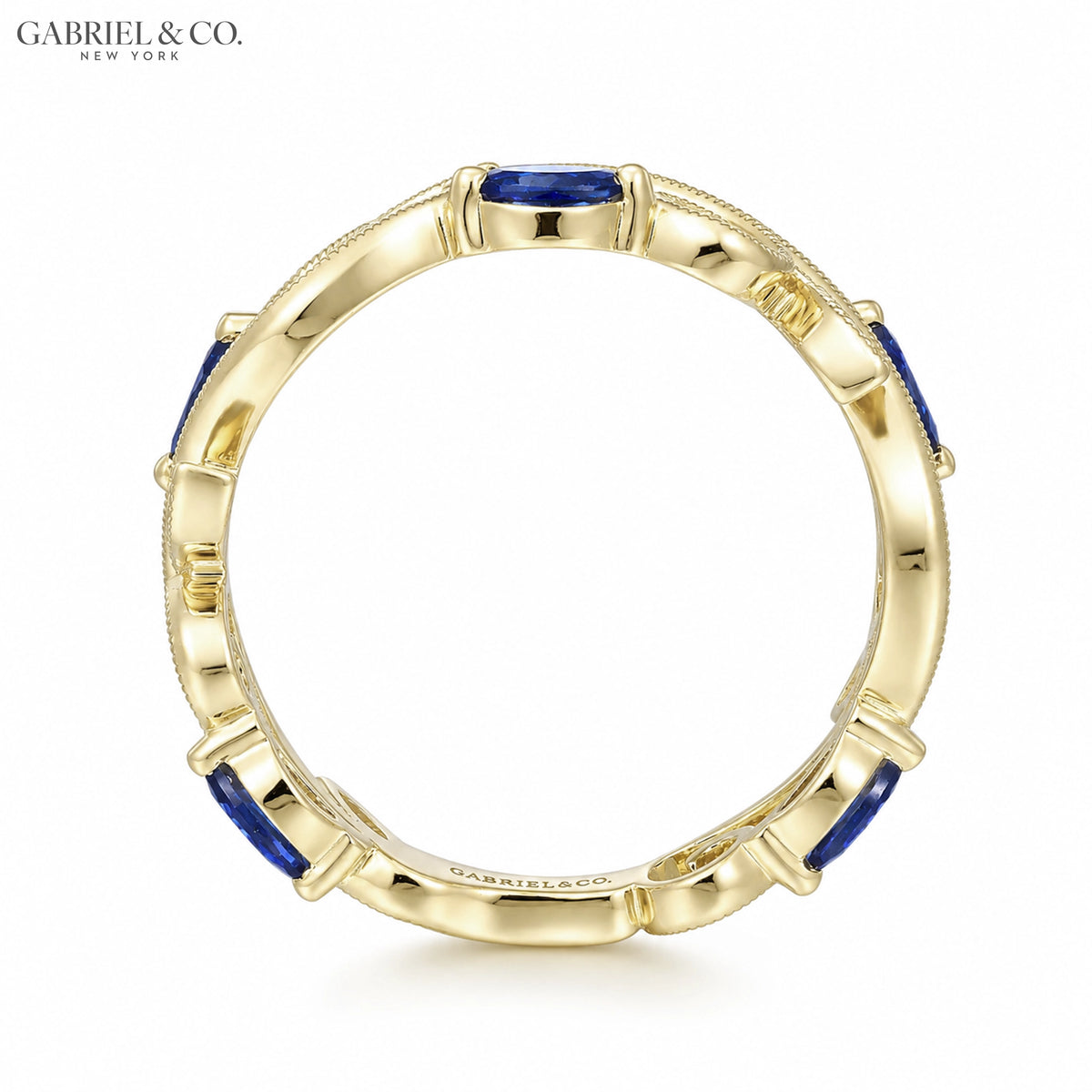 14kt Genuine Sapphire & Diamond Vintage Milgrain Ring
