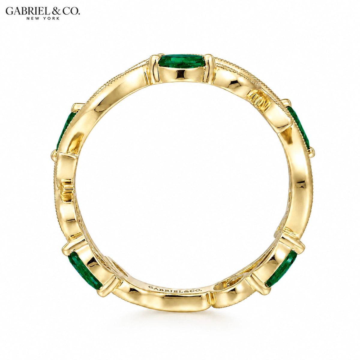 14kt Genuine Emerald & Diamond Vintage Milgrain Ring