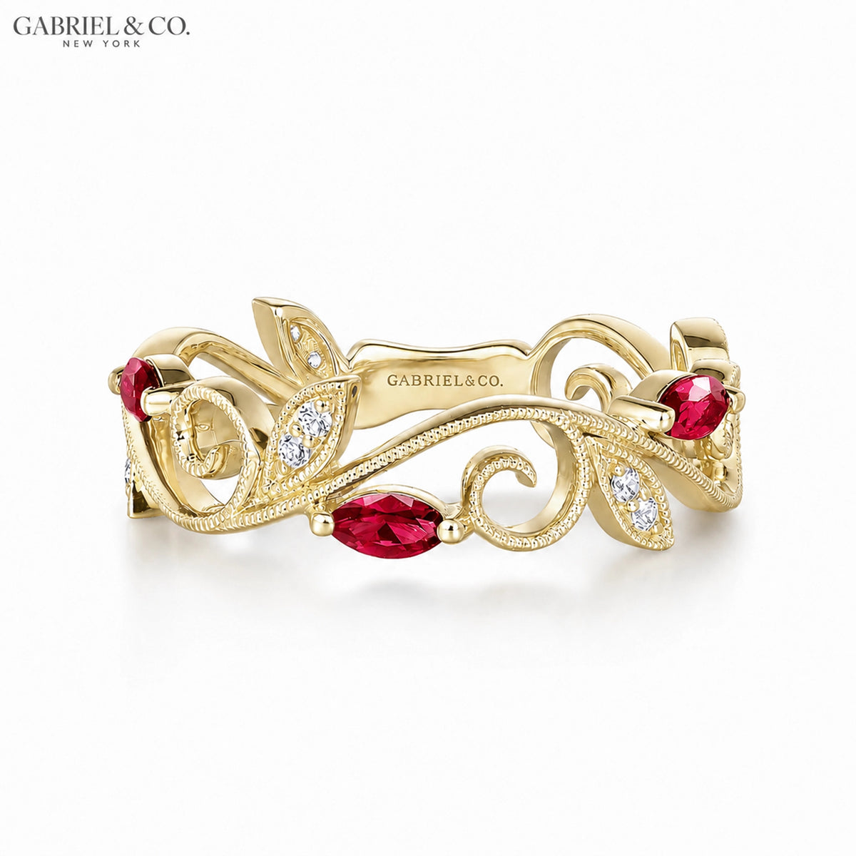 Genuine Ruby & Diamond Vintage Milgrain Ring