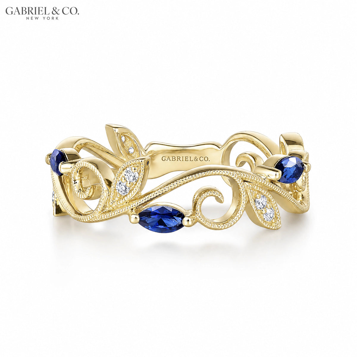 Genuine Sapphire & Diamond Vintage Milgrain Ring