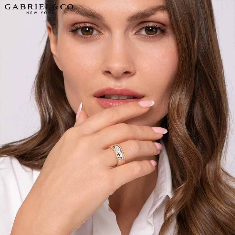Natural Diamond Pavé Set Chevron Ring
